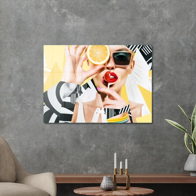Decovetro Cam Tablo New Pop Art Woman Candy 50x70 cm