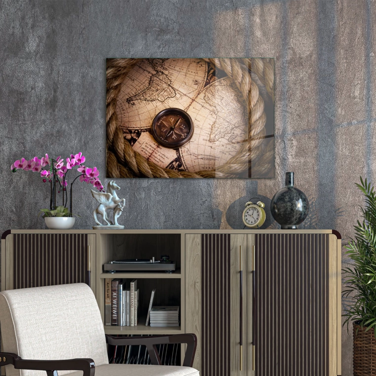 Decovetro Cam Tablo Old World Map 70x100 cm
