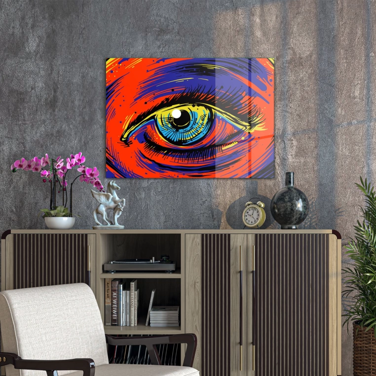 Decovetro Cam Tablo Red Colour Eye 70x100 cm