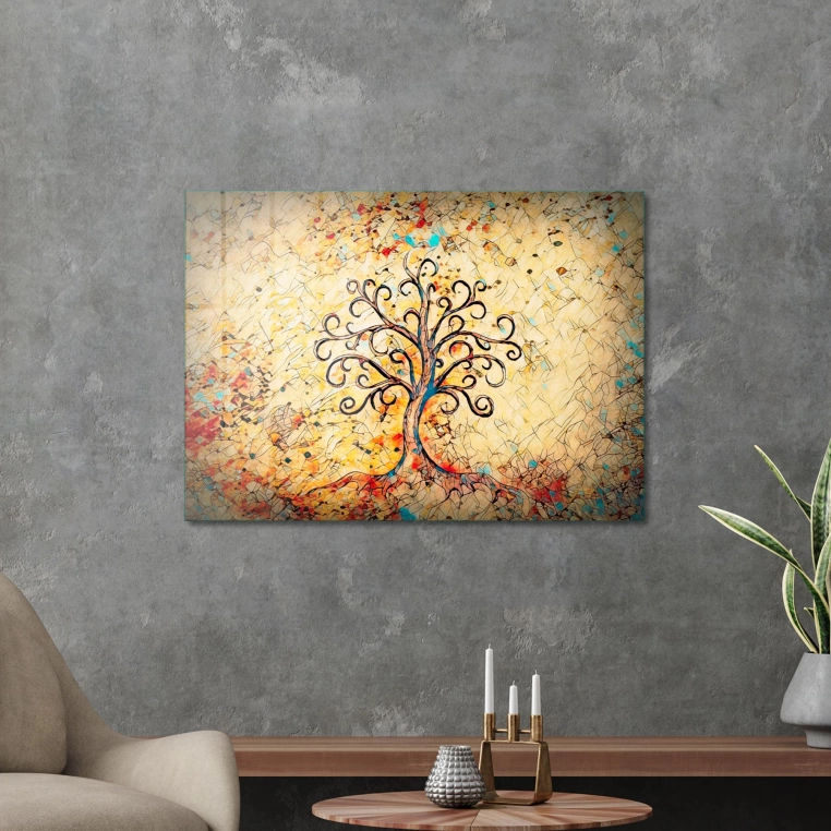 Decovetro Cam Tablo Renkli Hayat Ağacı 50x70 cm