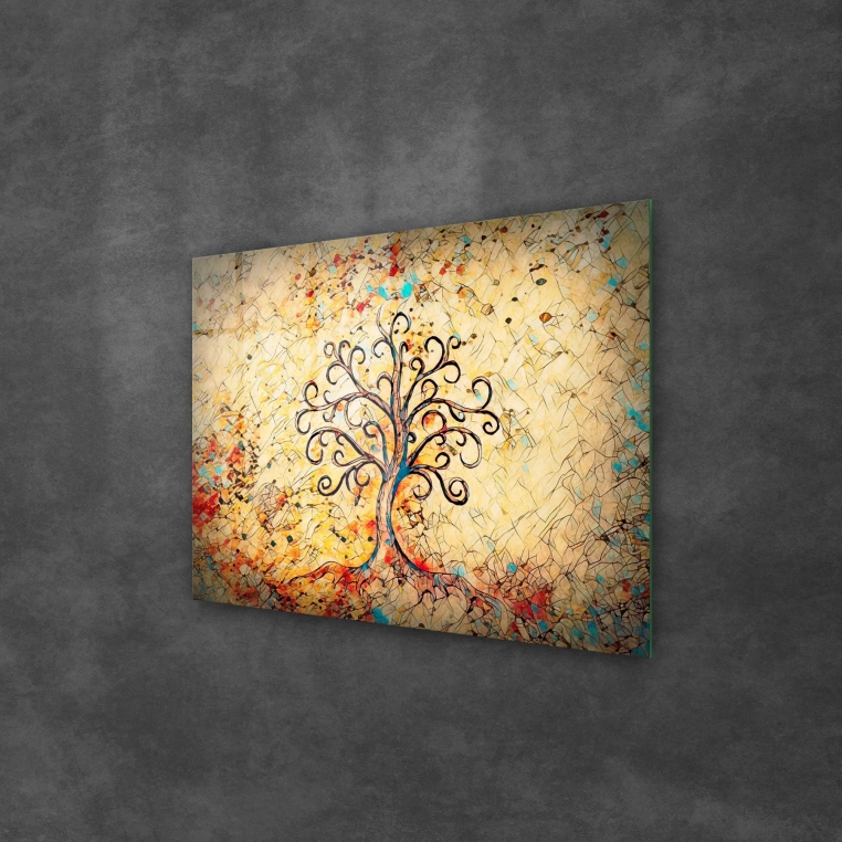 Decovetro Cam Tablo Renkli Hayat Ağacı 70x100 cm