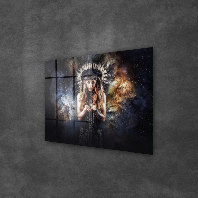 Decovetro Cam Tablo Spiritual Kızılderili Kadın 50x70 cm