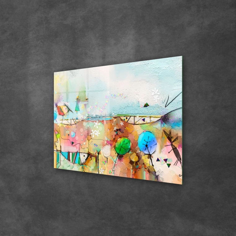 Decovetro Cam Tablo Sulu Boya Renkli Desenler 50x70 cm
