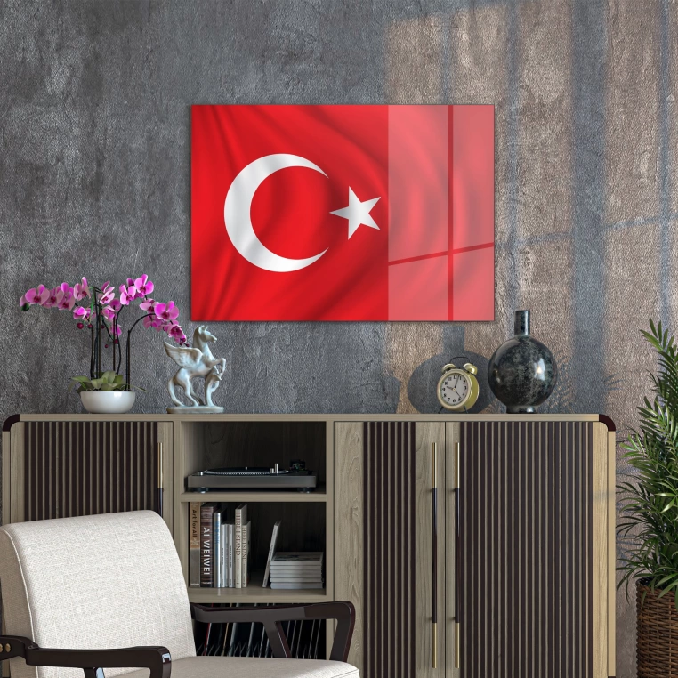 Decovetro Cam Tablo Türk Bayrağı 50x70 cm
