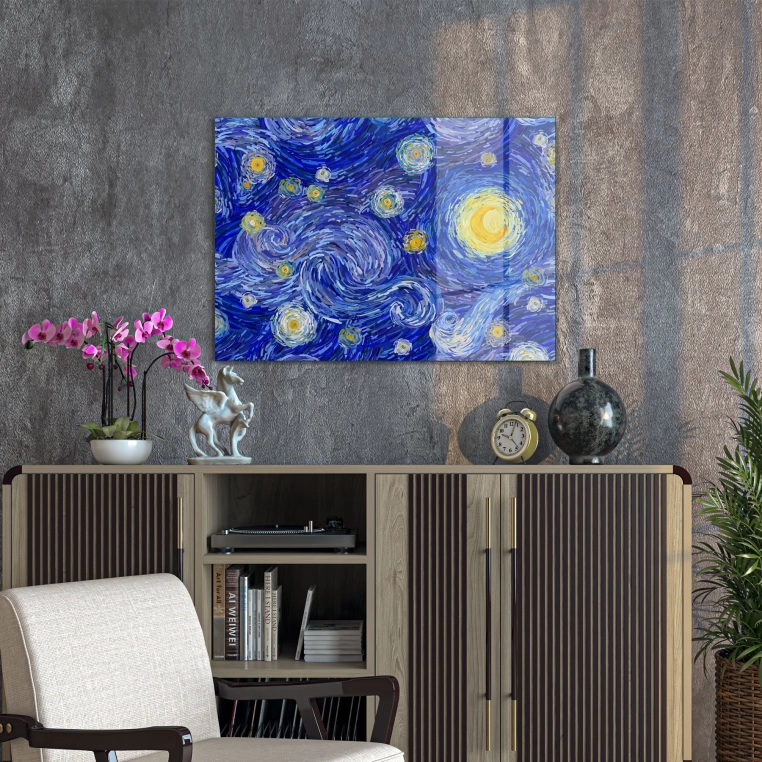 Decovetro Cam Tablo Van Gogh Yıldızlı Gece 50x70 cm