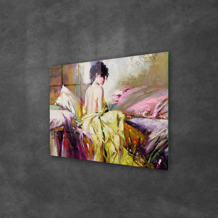 Decovetro Cam Tablo Yağlı Boya Kadın Renkli 50x70 cm