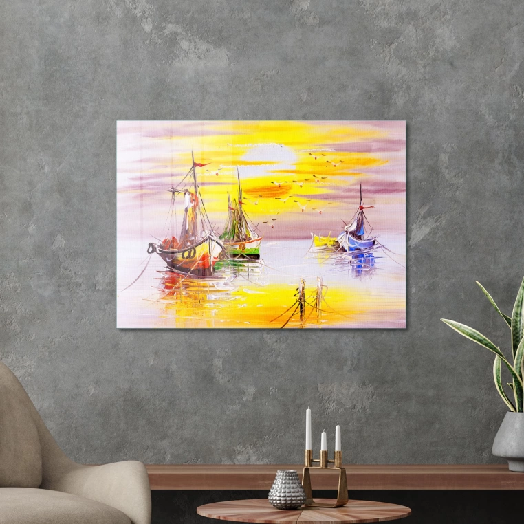 Decovetro Cam Tablo Yağlı Boya Kayık Limanı 30x40 cm