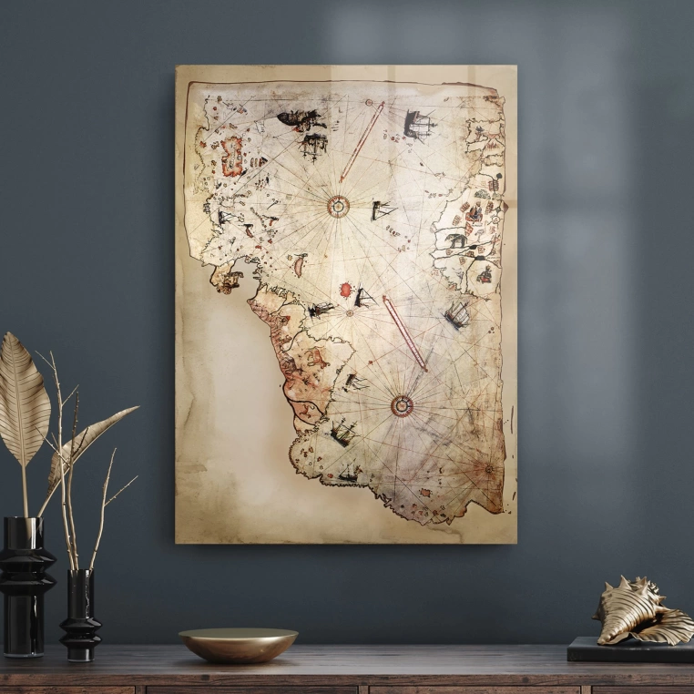 Decovetro Piri Reis Haritası Cam Tablo 30x40 cm