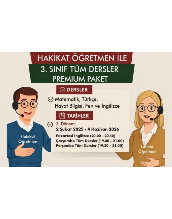 3. Sınıflar – Tüm Dersler Premium Paket