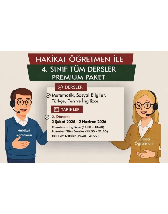 4. Sınıflar – Tüm Dersler Premium Paket