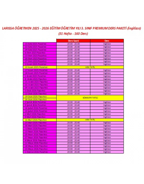 Larissa Öğretmen ile 4. Sınıf İngilizce Paketi