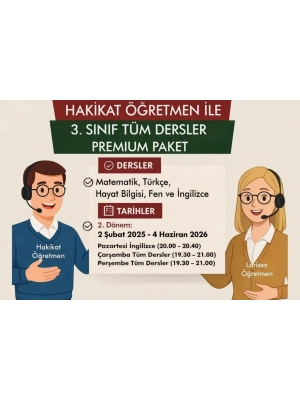 3. Sınıflar – Tüm Dersler Premium Paket