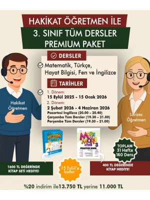 3. Sınıflar – Tüm Dersler Premium Paket