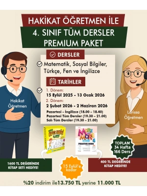 4. Sınıflar – Tüm Dersler Premium Paket