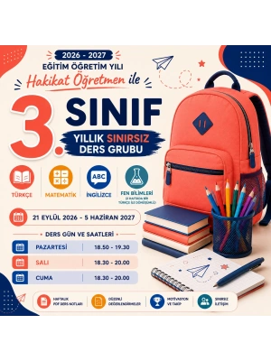 Hakikat Öğretmen ile 3. Sınıf Yıllık Sınırsız Ders Grubu