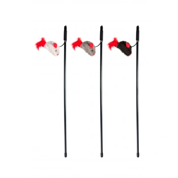 Karlıe Kedi Oltası Sesli Fare 65cm Karışık Renkli