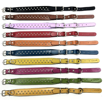 S-DCA-4111 Çift Tokalı Aksesuarlı Deri Tasması