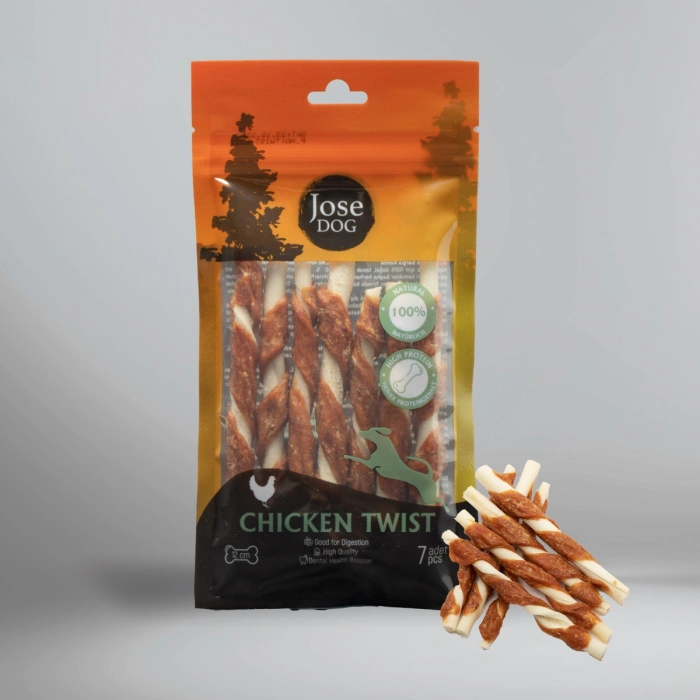 Chicken Twist 12 Cm 7 li Et Sargı Burgu Çubuk