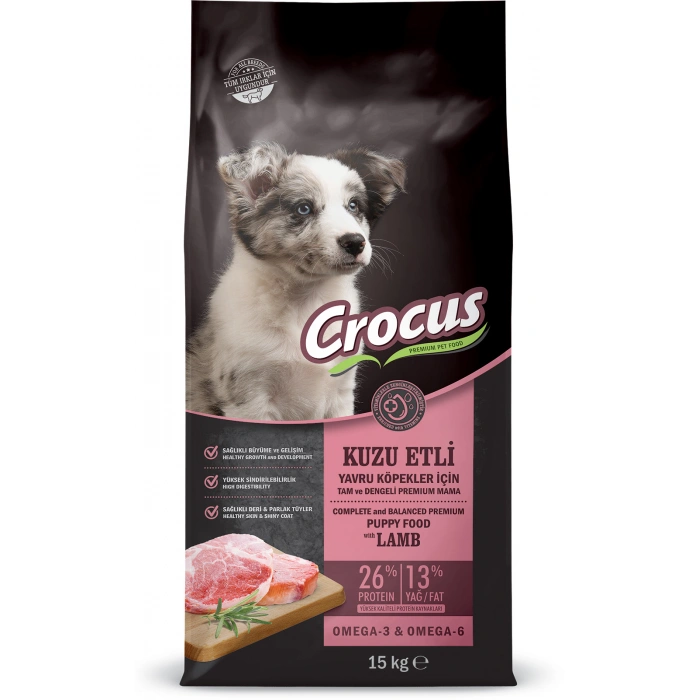 Crocus Kuzu Etli Pirinçli Yavru Köpek Maması 15 Kg