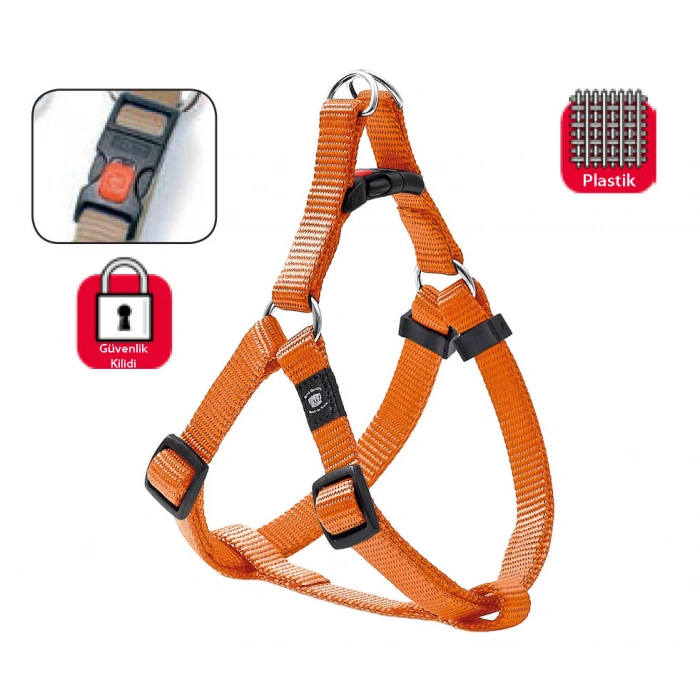 Karlıe Kilitli Göğüs Tasma M 40-70cm Turuncu