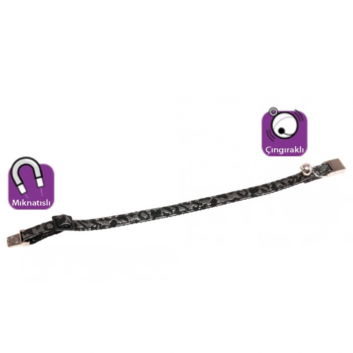 Karlıe Manyetik Kedi Tasma 30cm Siyah-gümüş