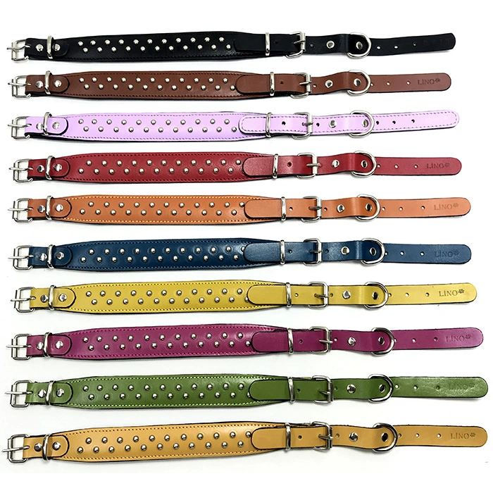 M-DCA-4112 Çift Tokalı Aksesuarlı Deri Tasması