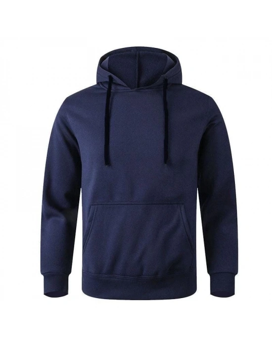 Erkek 3 İplik Pamuklu Kapüşonlu Cepli Oversize Hoodie Sweatshirt - Lacivert