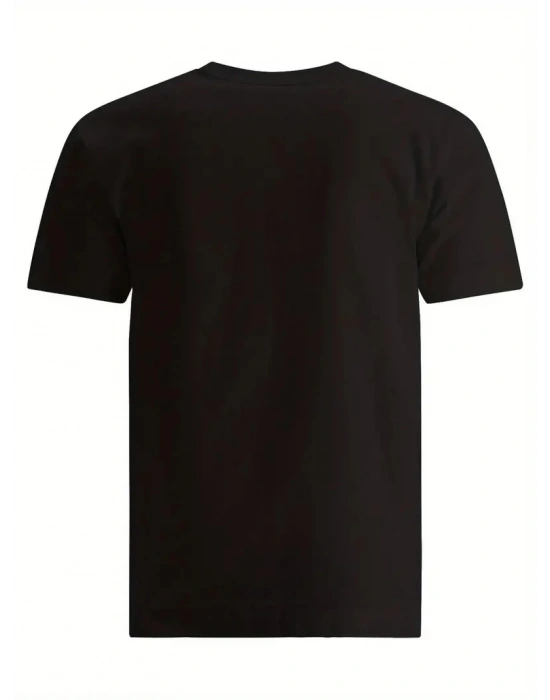 Erkek Baskılı T-Shirt Kısa Kol Bisiklet Yaka Regular Fit Rahat Kalıp Tişört - Siyah