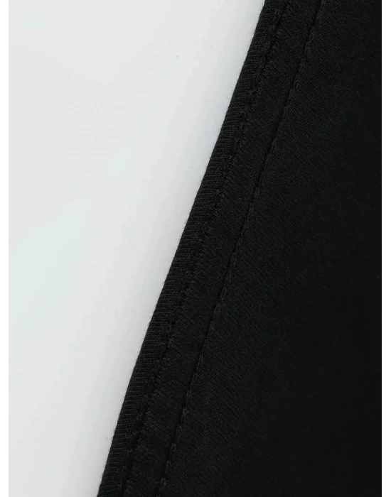 Erkek Baskılı Tişört Kısa Kol Bisiklet Yaka Oversize T-Shirt - - Siyah