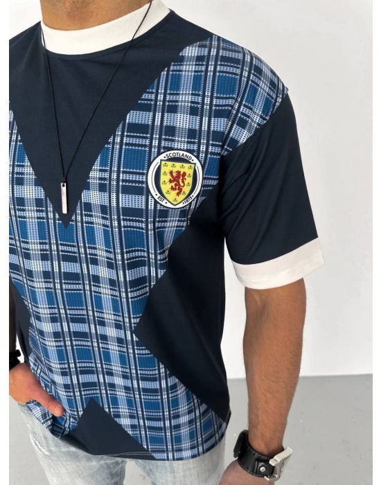 ERKEK Bisiklet Yaka Baskılı Kısa kol Oversize T-Shirt - Siyah