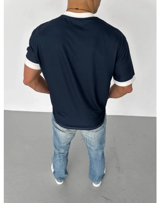 ERKEK Bisiklet Yaka Baskılı Kısa kol Oversize T-Shirt - Siyah