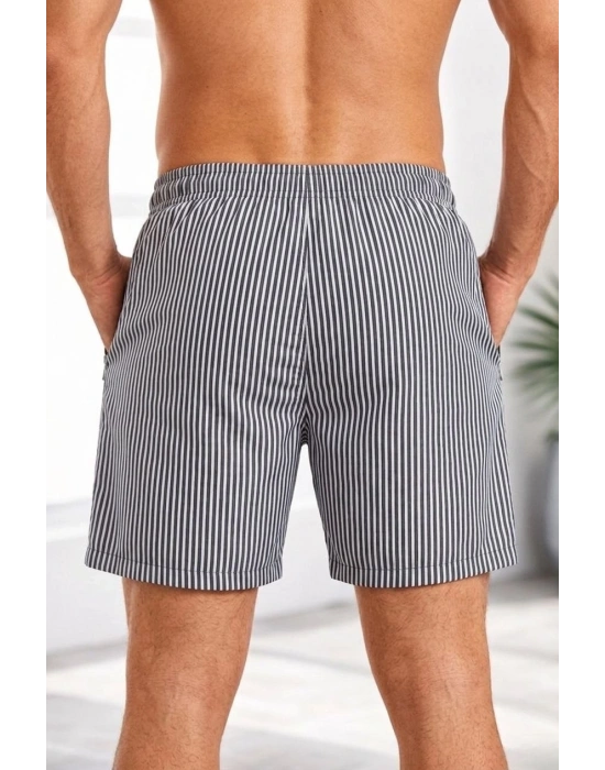 Erkek Deniz Şortu Fermuarlı Cepli File Astarlı Hızlı Kuruyan Premium - Siyah