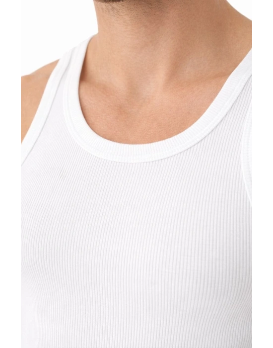 Erkek Fitilli Likralı Kaşkorse Atlet Vücuda Oturan Basic Şıklık - Beyaz