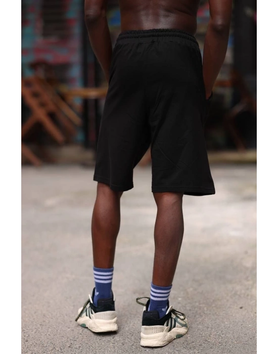 Erkek İki İplik Cepli Şort - Siyah