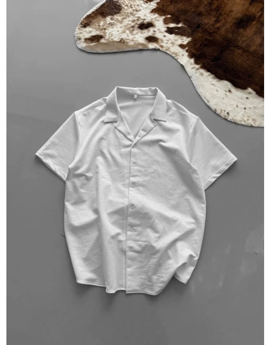 Erkek İki İplik Kumaş Gömlek - Beyaz