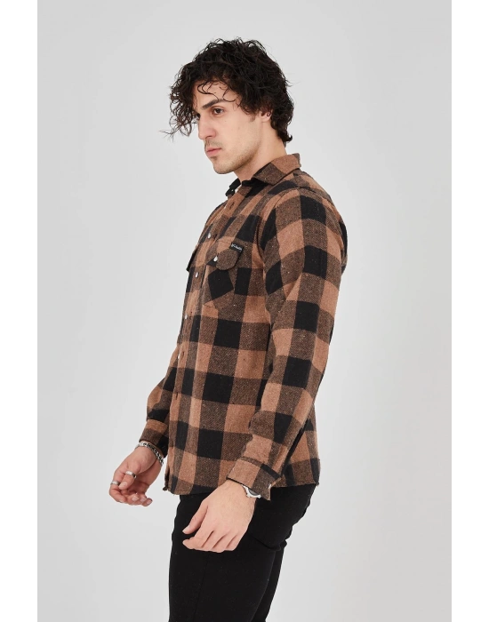Erkek Oduncu Gömlek - Kahverengi