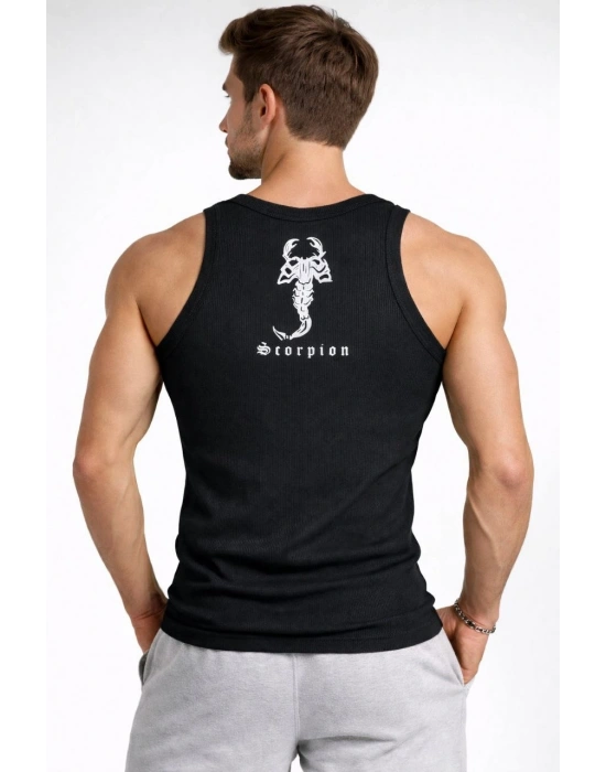 Erkek Spor Fitilli Kaşkorse Arka Basklı Atlet 3lü Set Kırmızı-Siyah-Beyaz