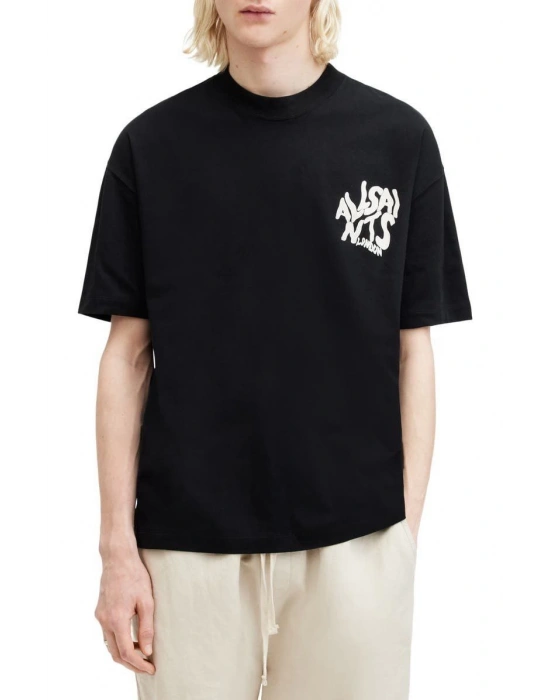 Erkek Tişört Baskılı Oversize Kısa kol T-shirt - Siyah