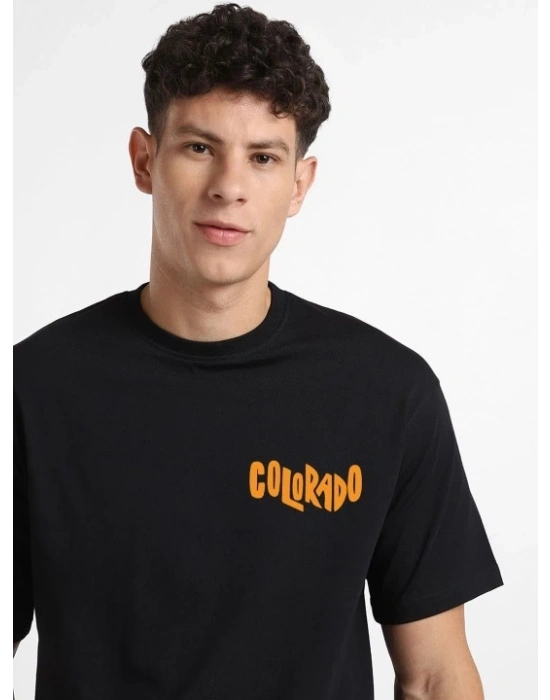 Erkek Tişört Baskılı Oversize Kısa kol T-shirt - Siyah