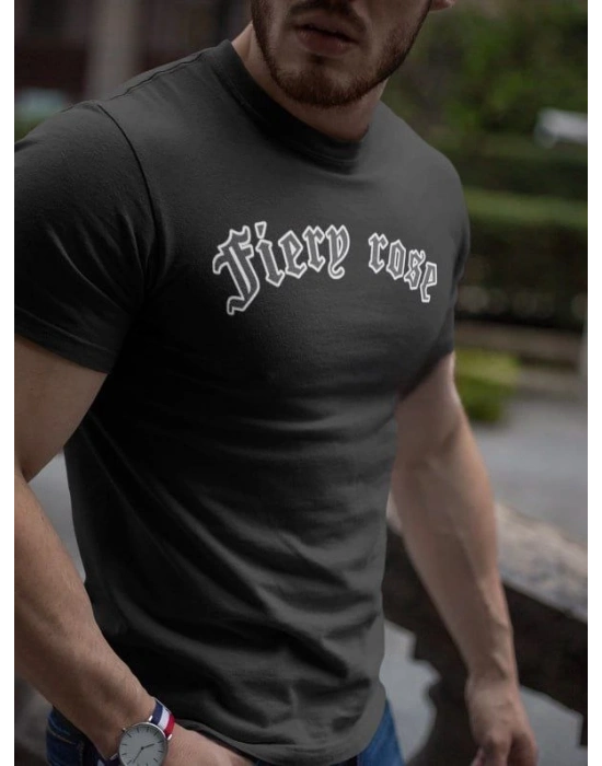 Erkek Tişort Bisiklet Yaka Baskılı kısa kol T-Shirt - Siyah