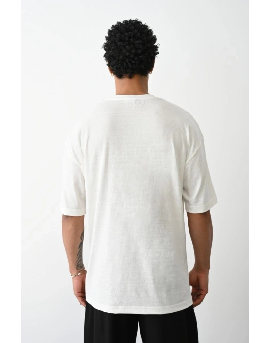 Erkek Tişört Düz Basic Penye Yazlık Bisiklet Yaka Kısa Kol T-Shirt - Beyaz