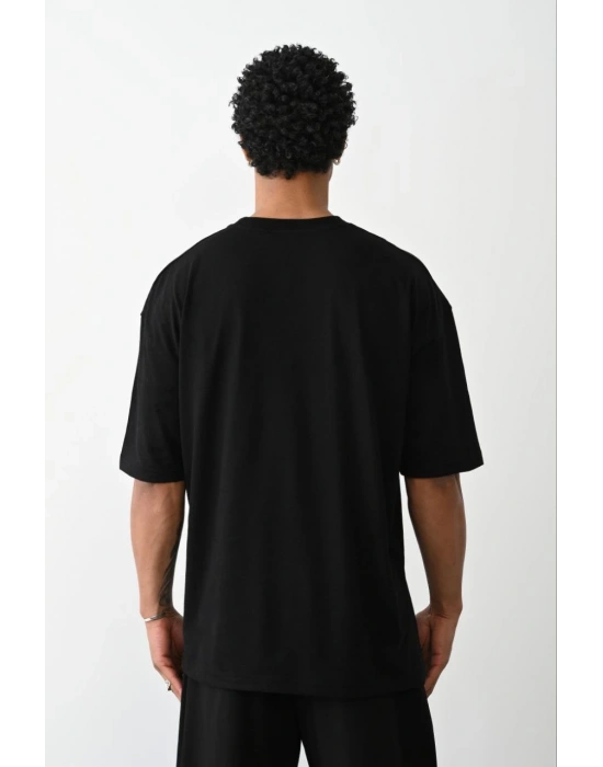 Erkek Tişört Düz Basic Penye Yazlık Bisiklet Yaka Kısa Kol T-Shirt - Siyah