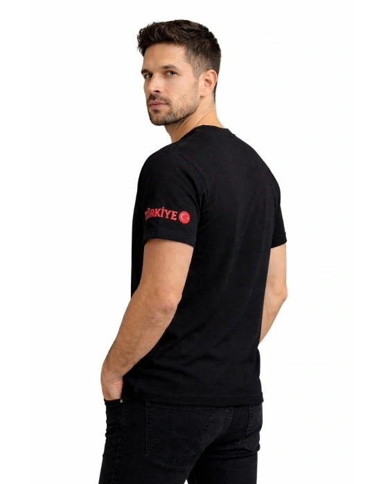 Erkek TÜRKİYE Ay Yıldız Baskılı 10 Numara Forma Tişört Taraftar T-Shirt - Siyah
