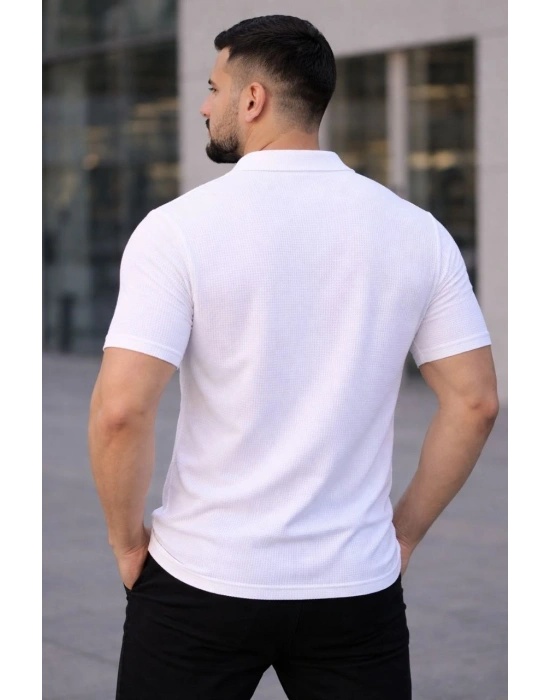 Erkek Waffle Kumaş Açık Yakalı Düğmeli Regular Fit Gömlek 2’li Set Siyah-Beyaz