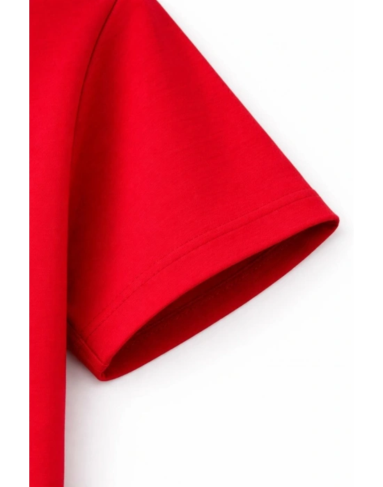 Genç Erkek Çocuk V Yaka Tişört Model - Bordo