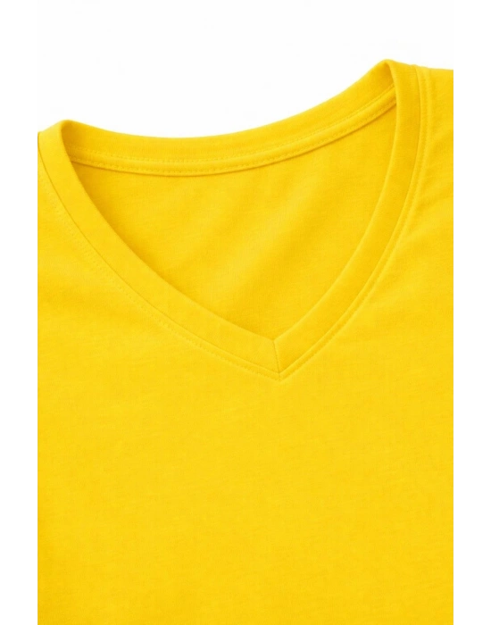 Genç Erkek Çocuk V Yaka Tişört Model - Sarı
