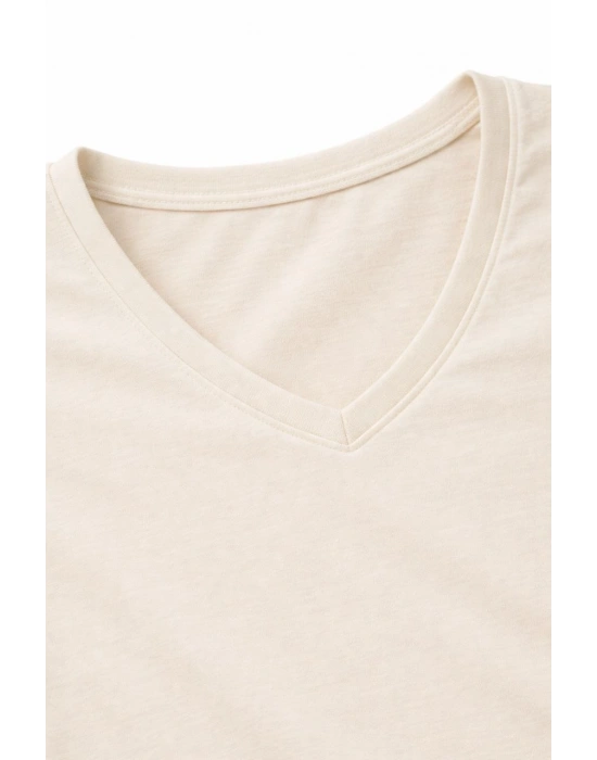 Genç Erkek Çocuk V Yaka Tişört Model - Taş