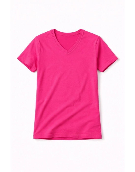 Genç Kız Çocuk V Yaka Tişört Model - Pembe