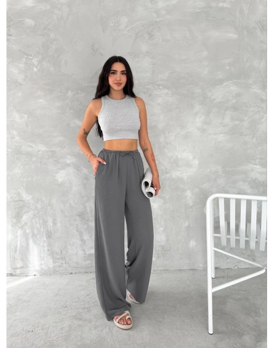 Kadın Ayrobin Oversize Kadın Pantolon - Füme