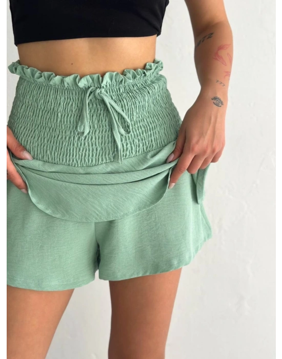 Kadın Ayrobin Şortlu Etek - Su Yeşili